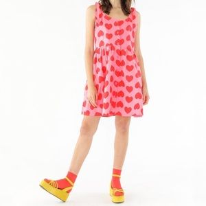 Lazy Oaf Tie Top Red & Pink Heart Babydoll Dress